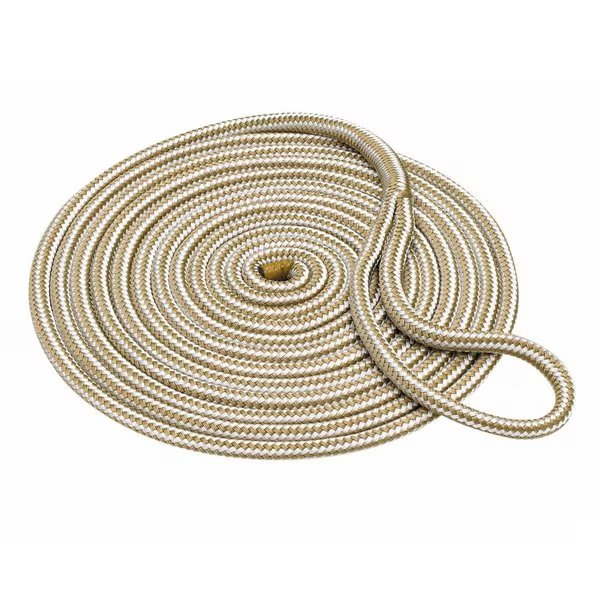 3/4 x 25 Double Braid Dock Line, Gold & White, Buccaneer Rope, Mfr#: 30-40525